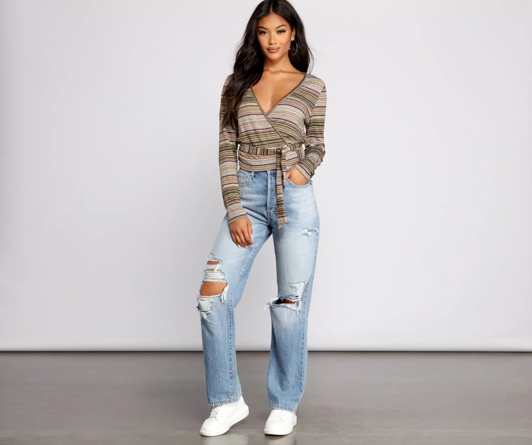 Wrapped In Stripes Brushed Knit Top