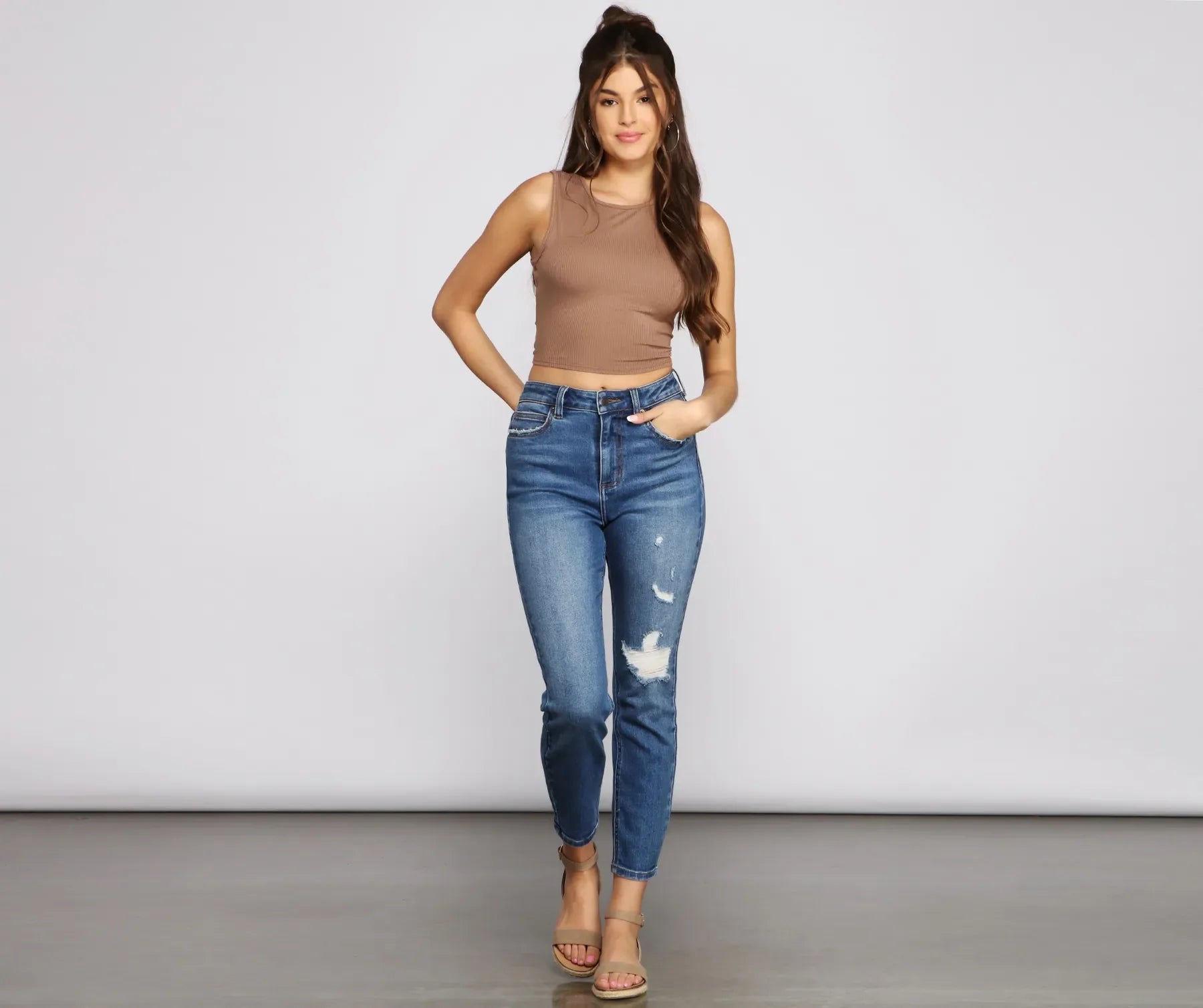 Casual Cutie Ribbed Knit Crop Top