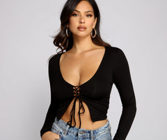 Basic Lace-Up Crop Top