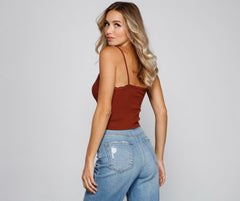 Chic Lace Detail Cropped Tank