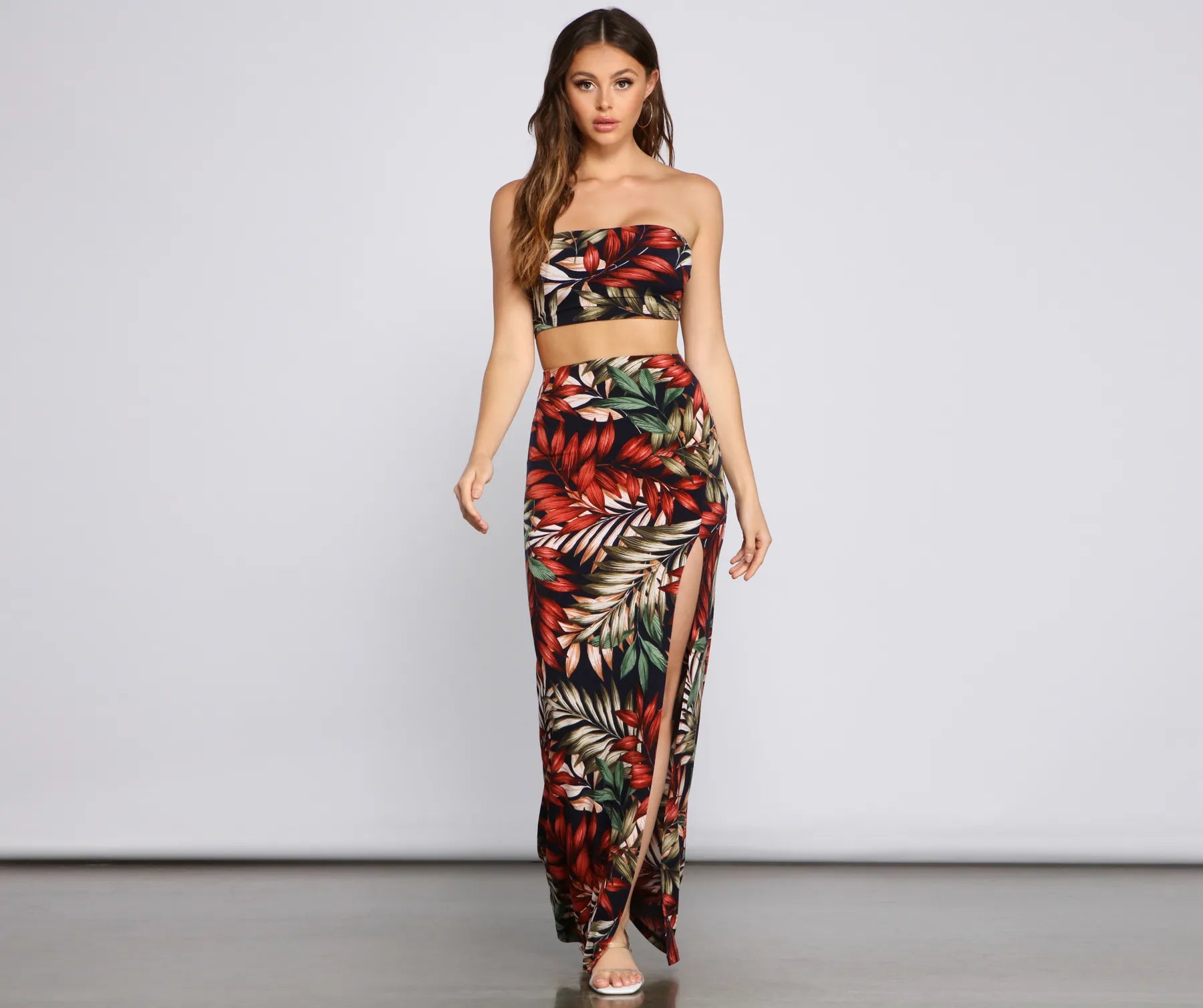 Tropical Palm Leaf Tube Top