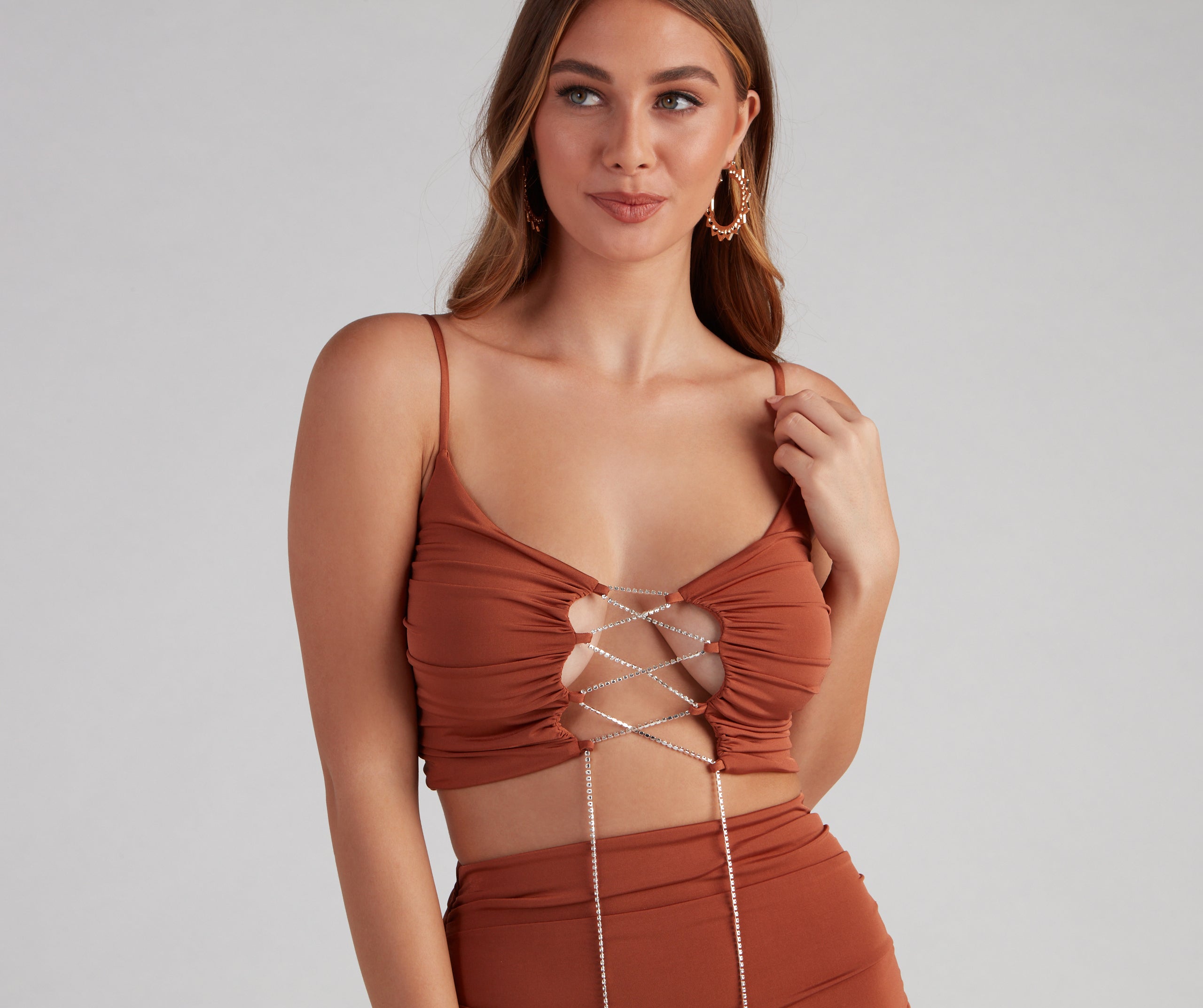 Dazzling Glamour Rhinestone Crop Top