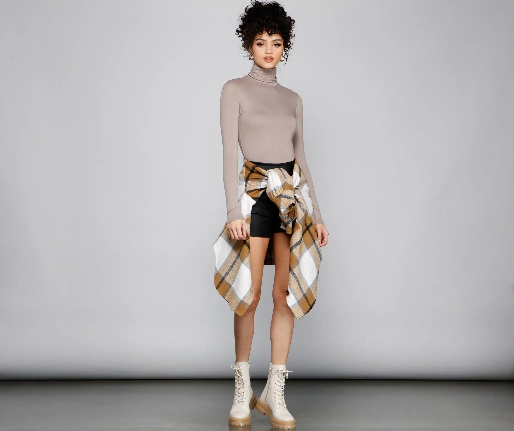 Basic Long Sleeve Crepe Turtleneck Bodysuit