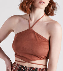 Western Flair Faux Suede Crop Top