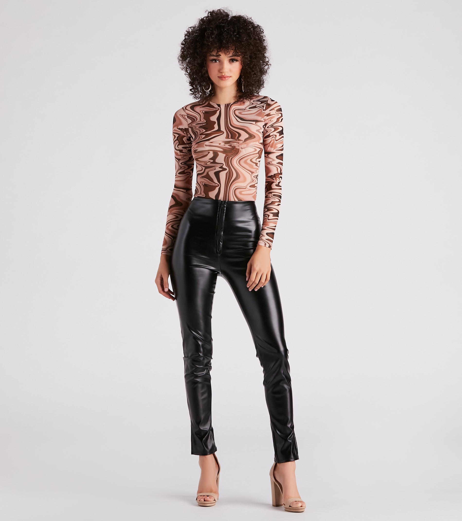 All About The 70s Mesh Print Bodysuit