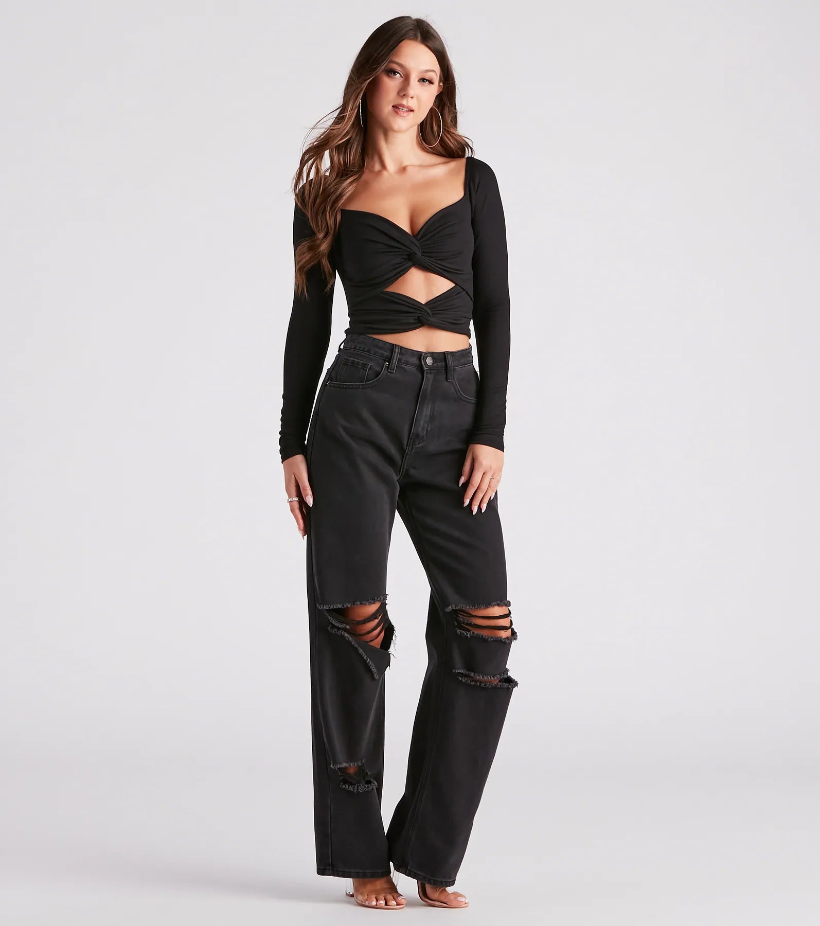 Wild Card Knit Cutout Crop Top