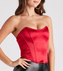Girl's Night Out Strapless Satin Corset Top