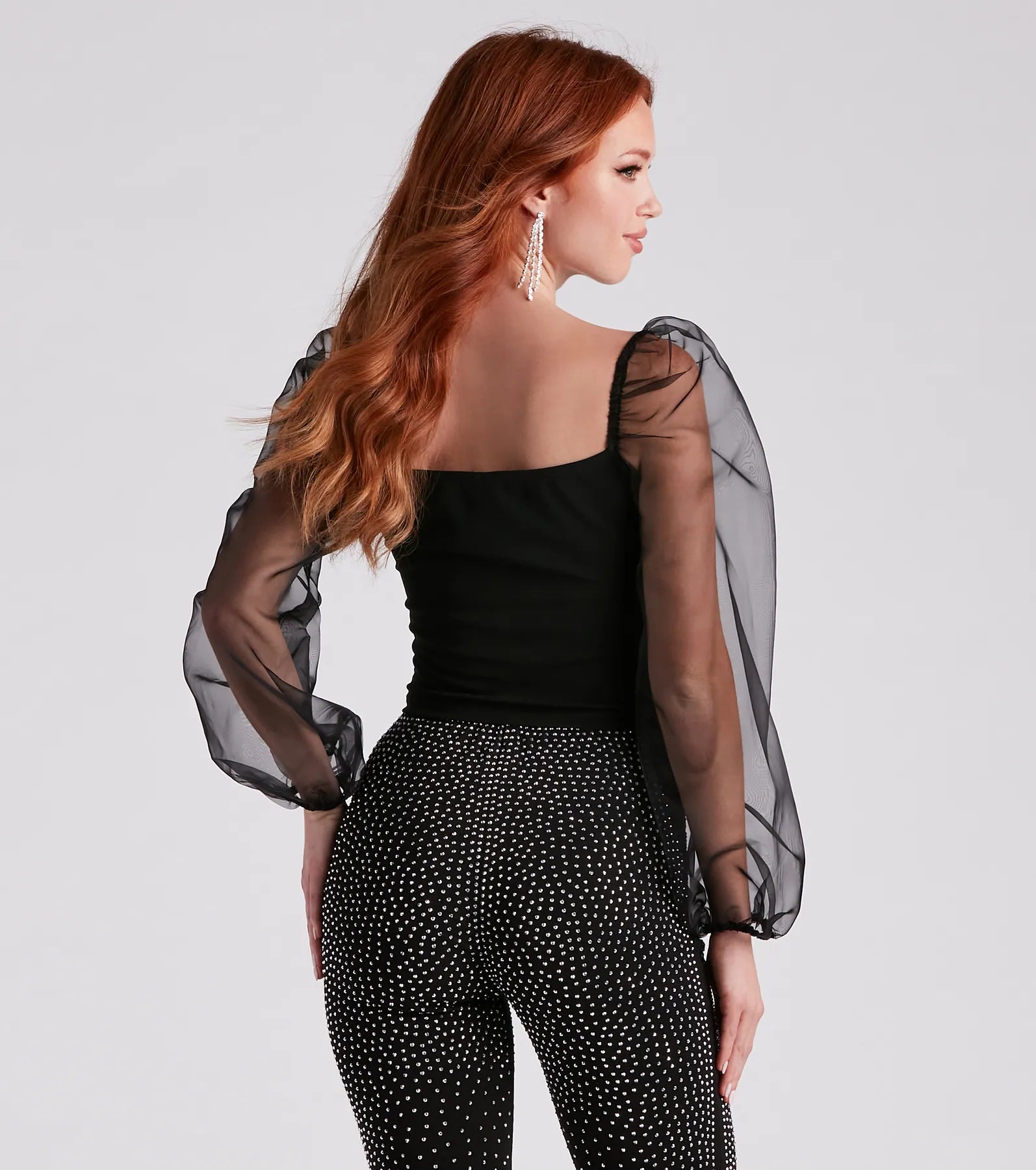 Whimsical Chic Sheer Sleeve Blouse