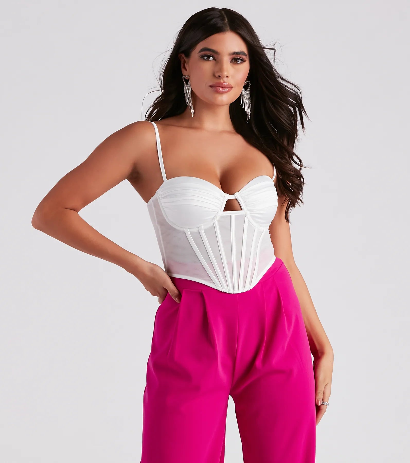 Total Babe Satin Mesh Corset Top