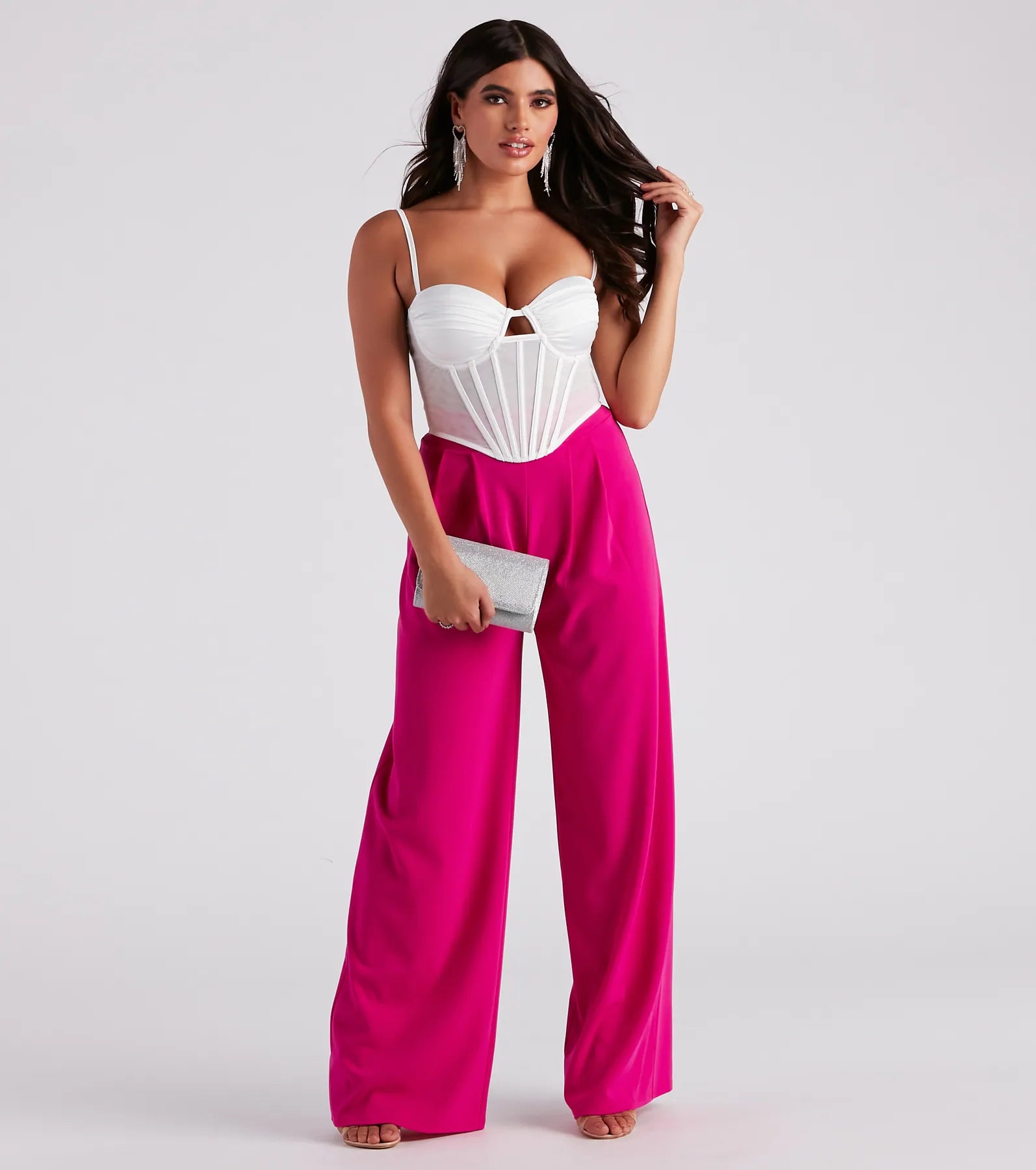 Total Babe Satin Mesh Corset Top