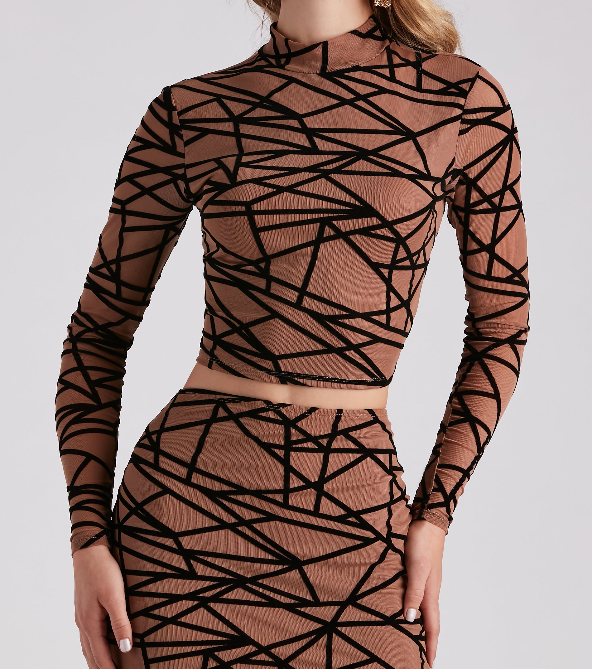 Match Made Mesh Abstract Crop Top