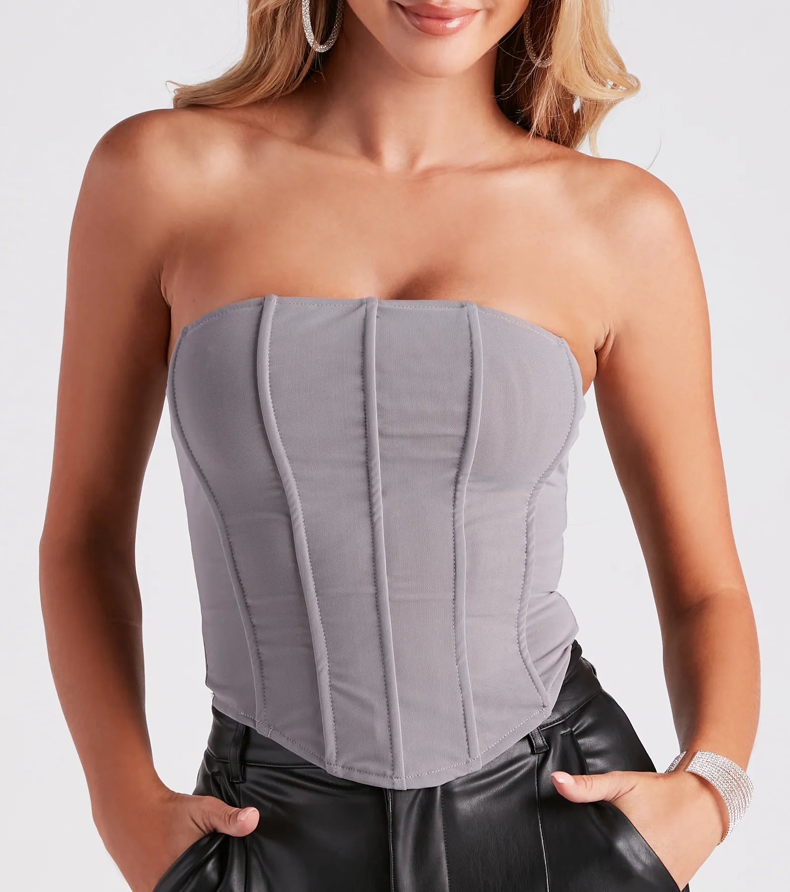 Hot Stuff Strapless Mesh Bustier