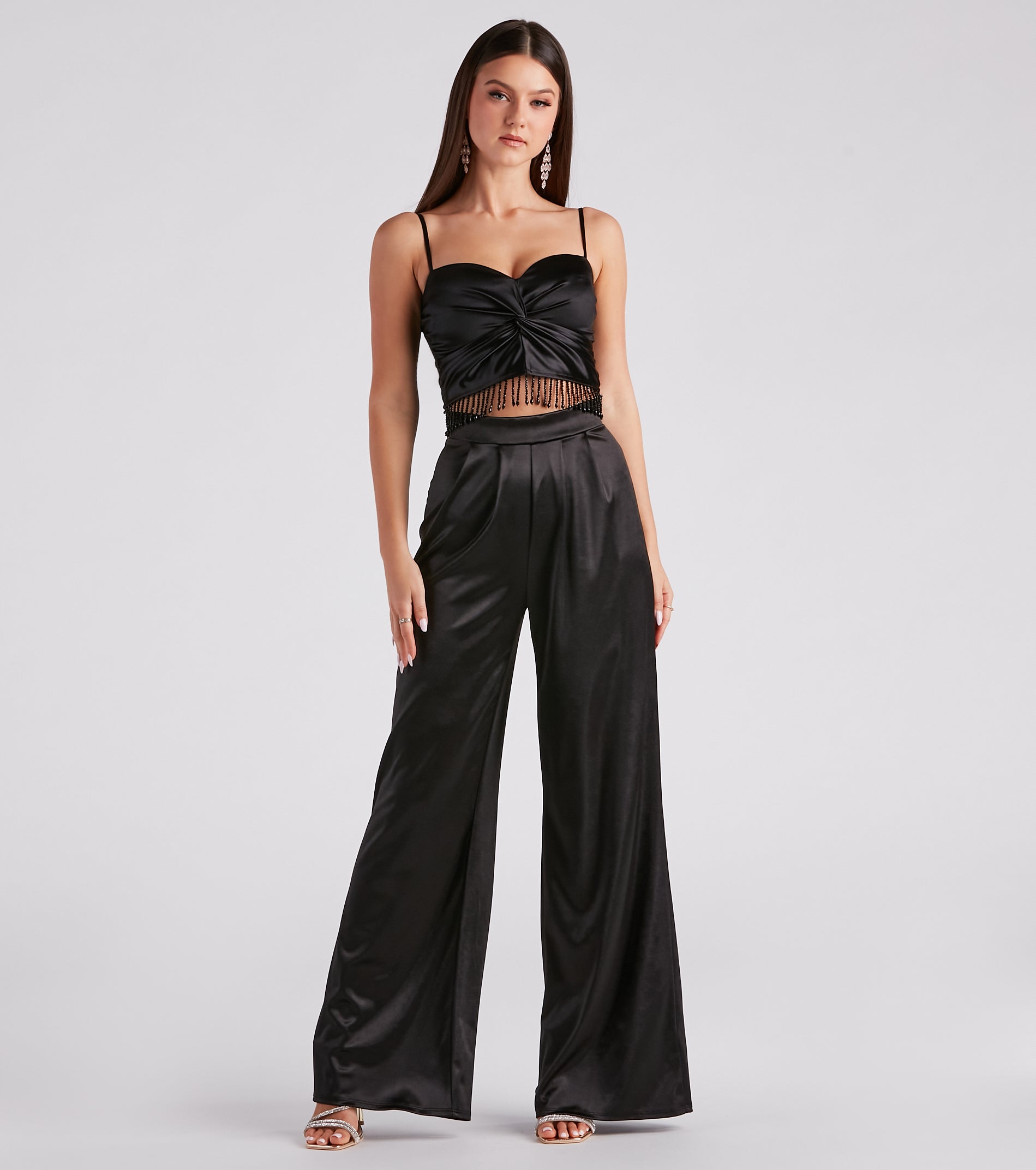 Dance With Me Beaded Fringe Crop Top