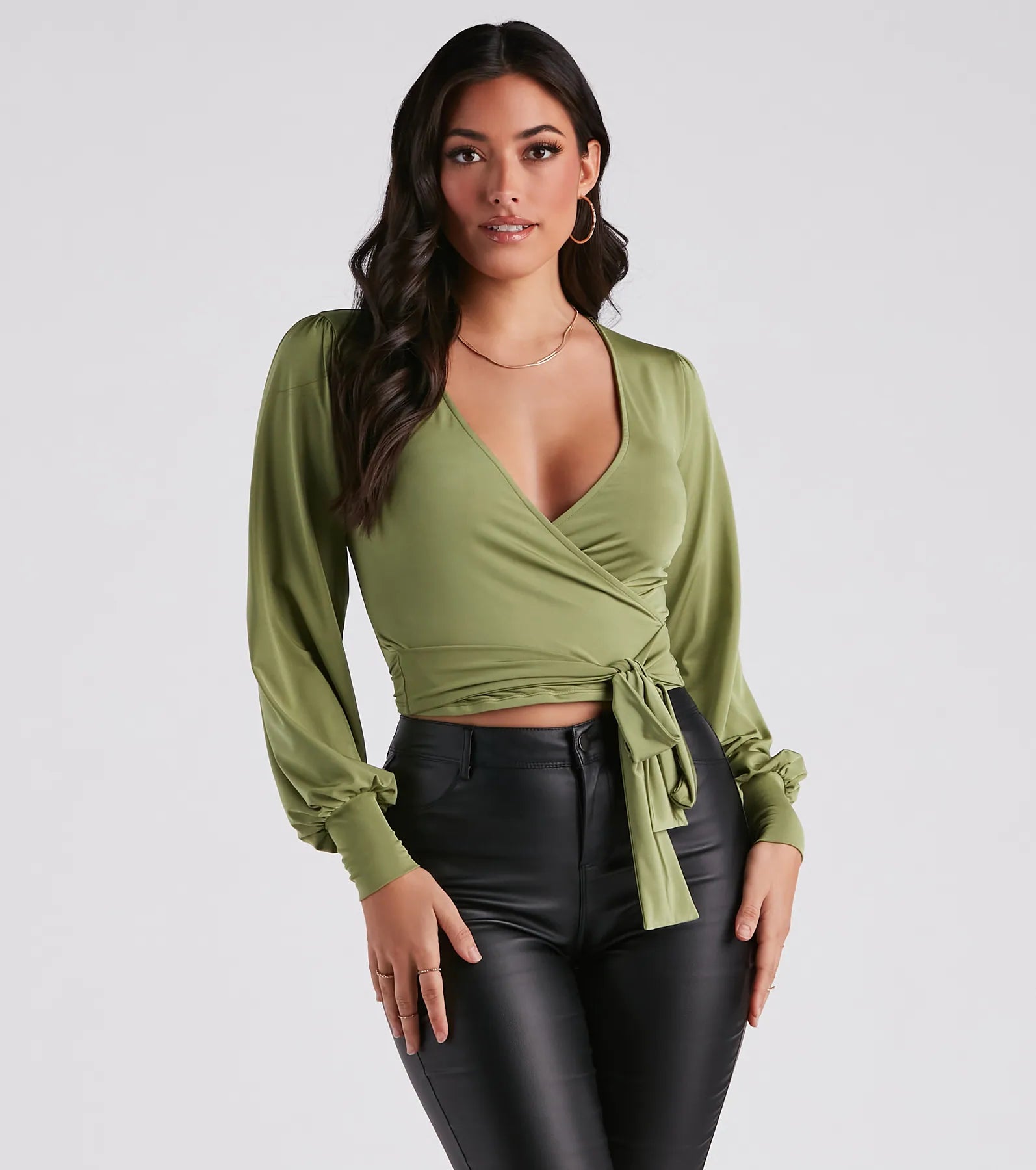 Slinky Knit Wrap Front Top