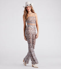 Cute In Chevron Print Mesh Crop Top