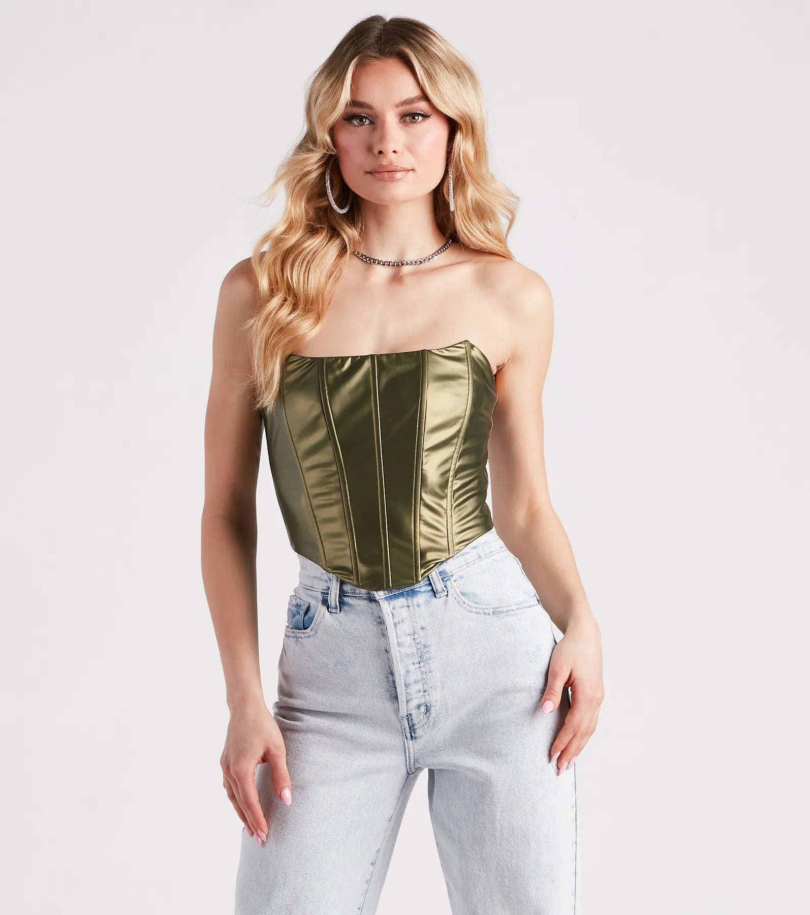 Girl On The Town Faux Leather Corset Top