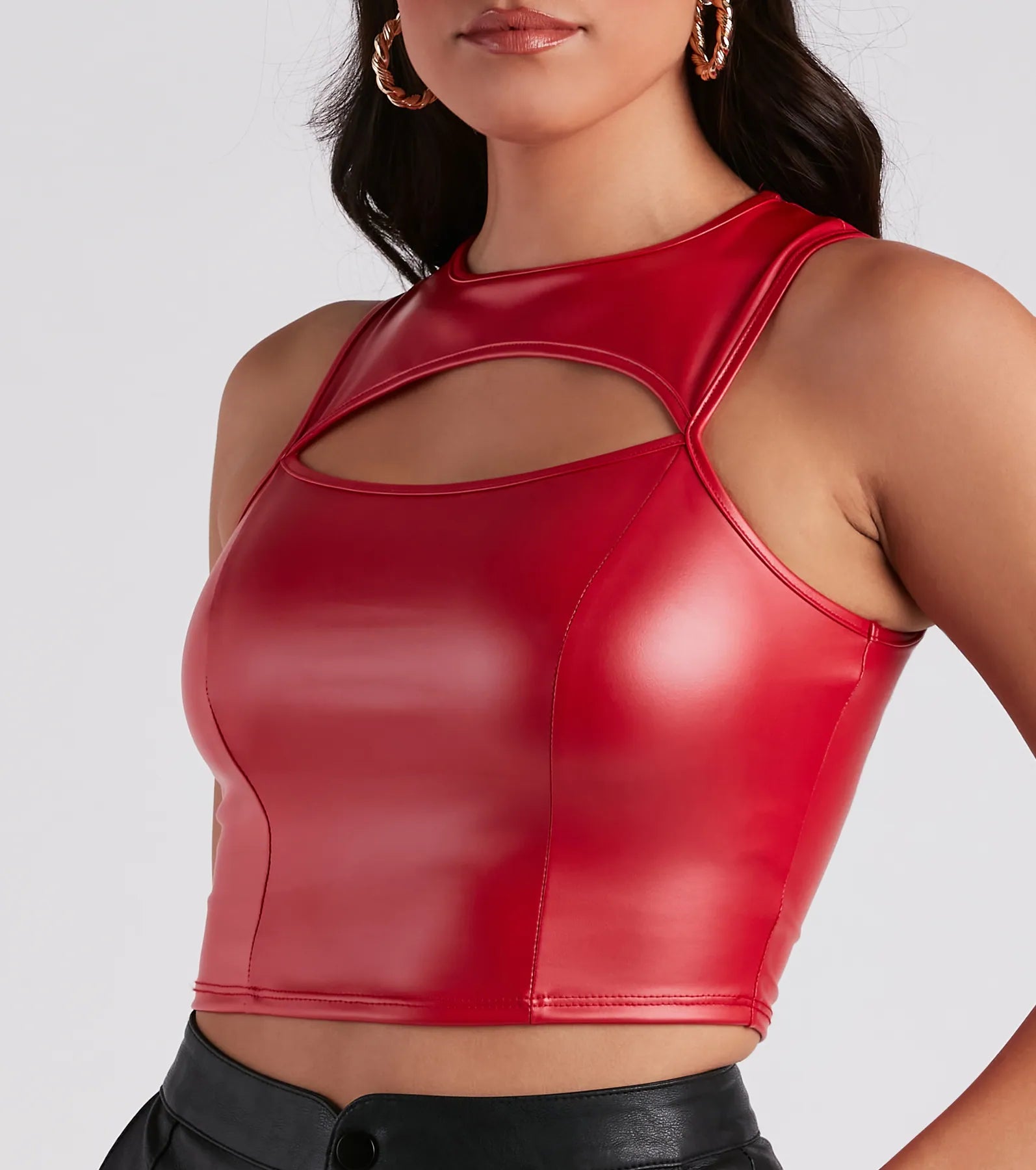 Cut To The Style Faux Leather Crop Top