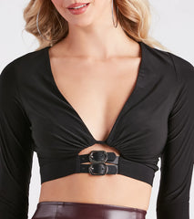 A Girl's Best Friend Belt Trim Crop Top