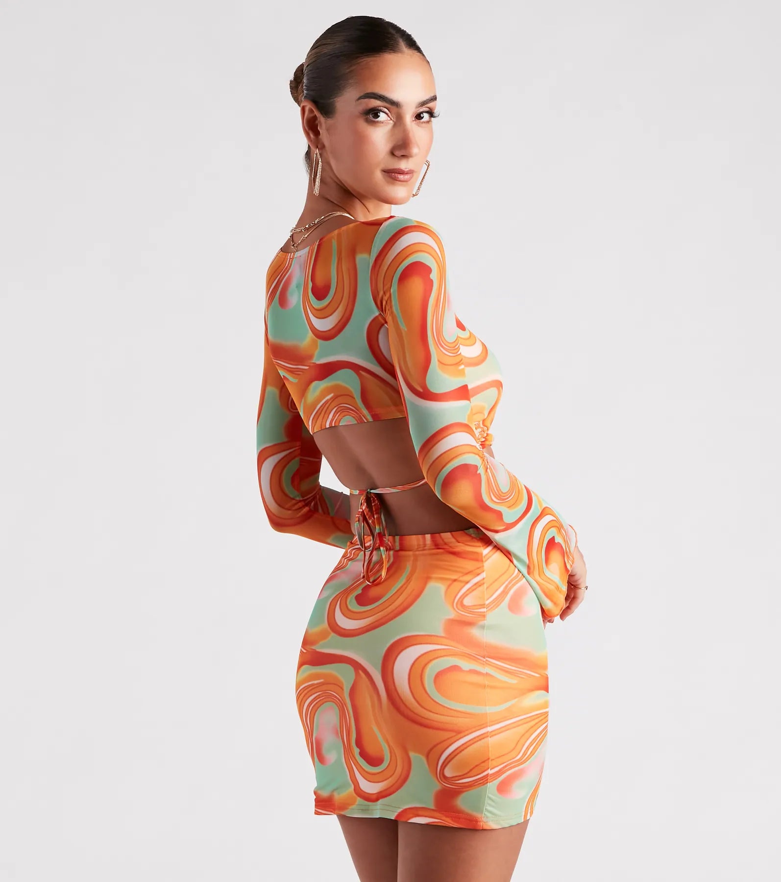 Funky Fresh Swirl Mesh Crop Top