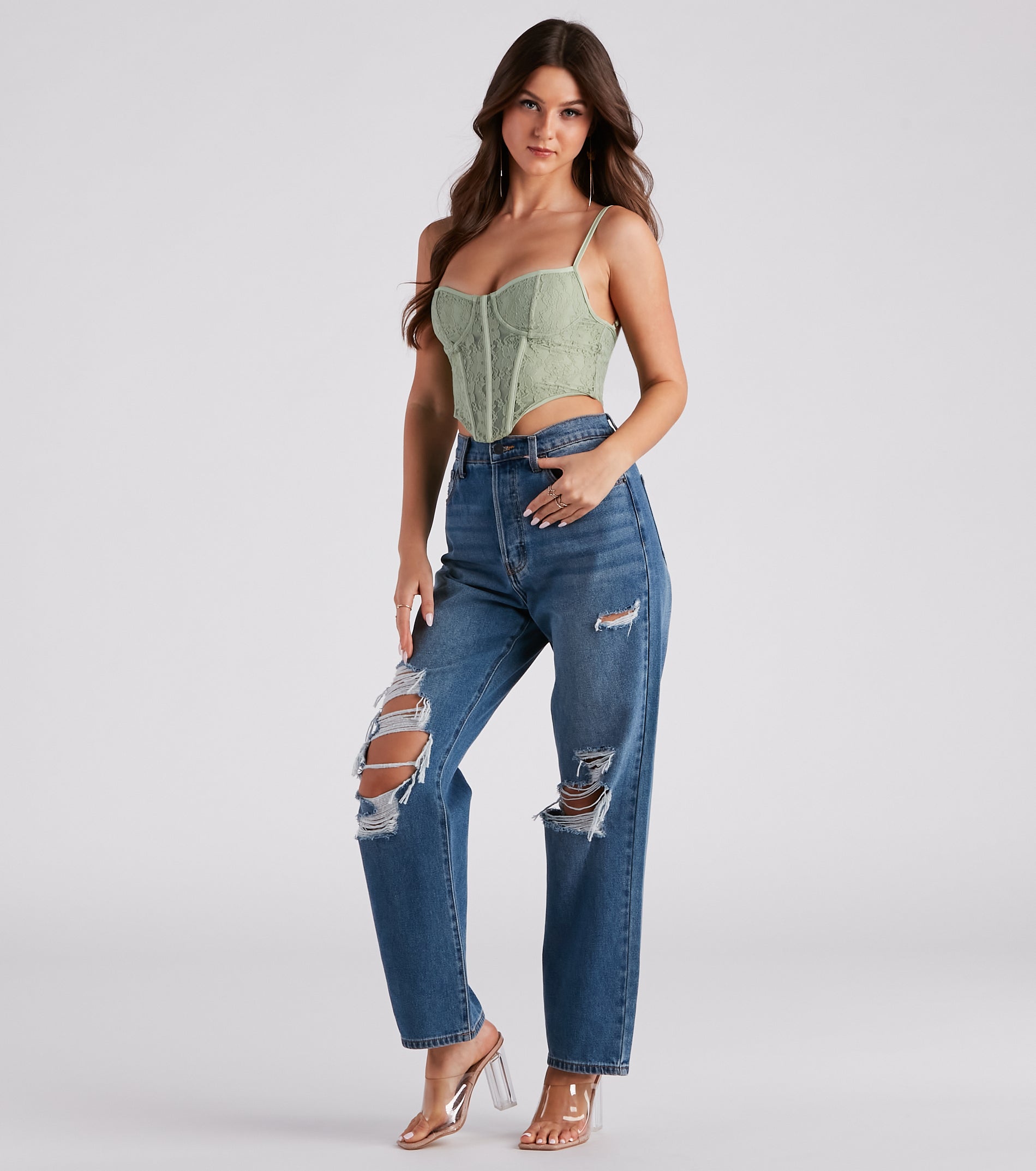 Desire For Lace Mesh Corset Top