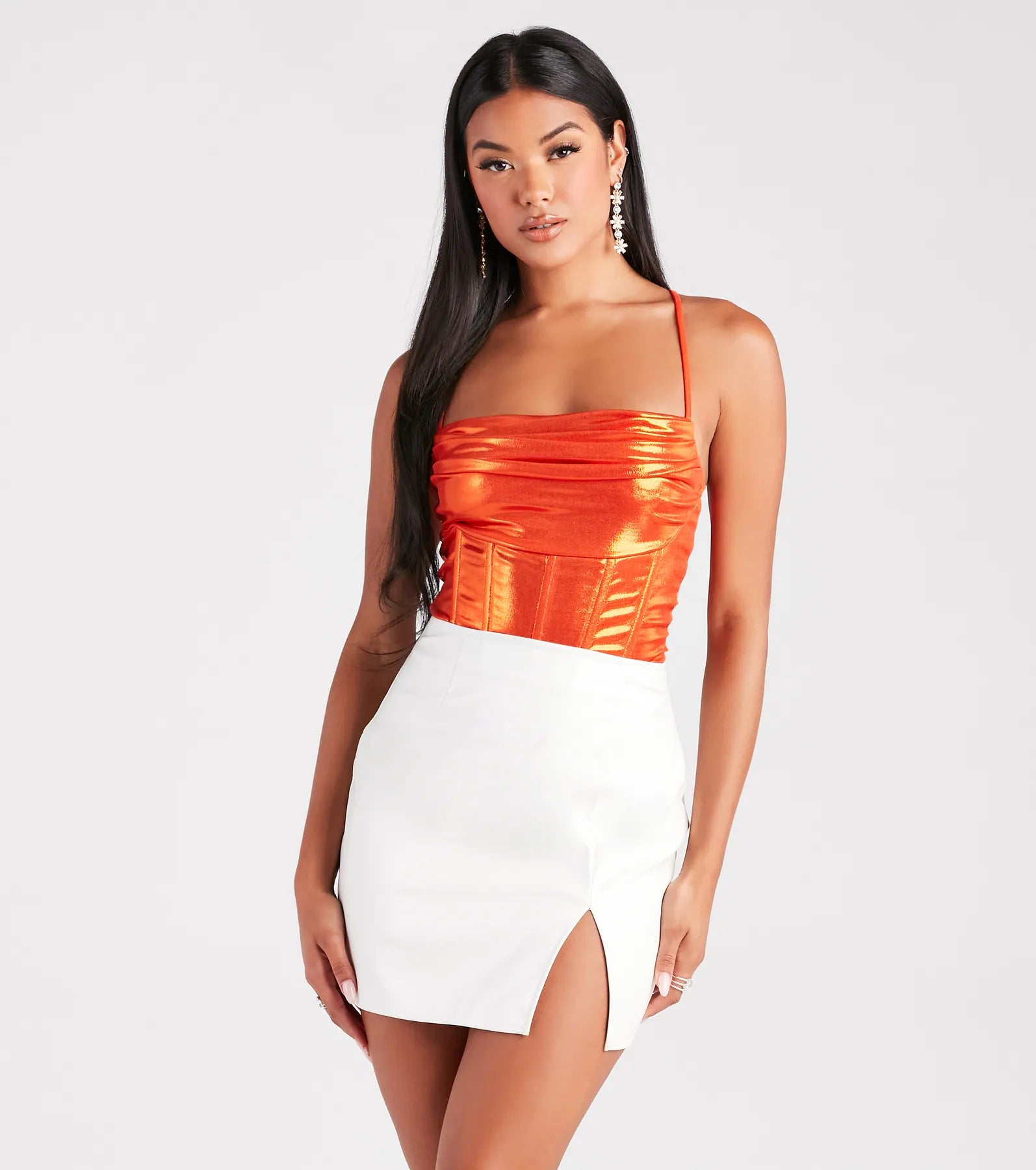 Take Me To The Disco Metallic Corset Top
