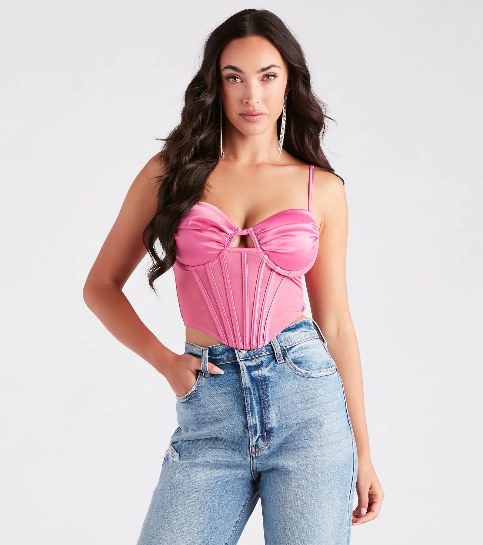 Total Babe Satin Mesh Corset Top