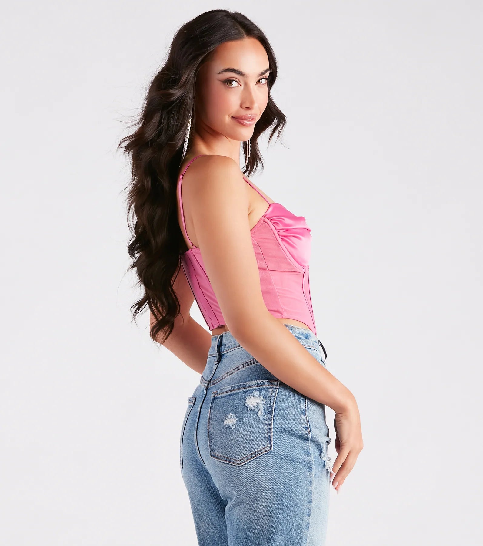 Total Babe Satin Mesh Corset Top