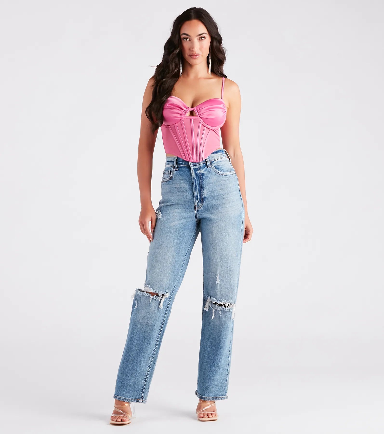 Total Babe Satin Mesh Corset Top