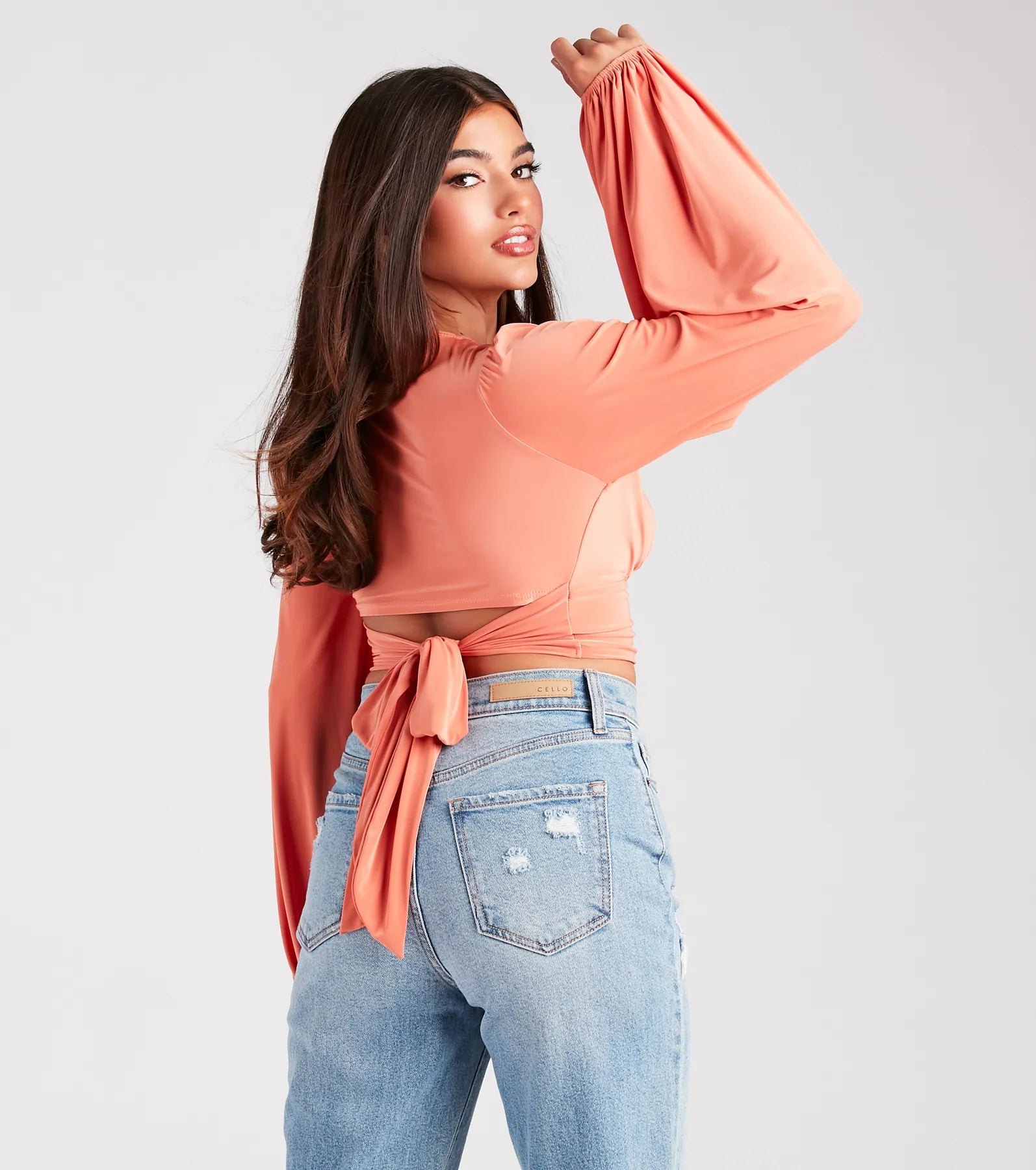 Blown Away Plunge Tie-Back Crop Top