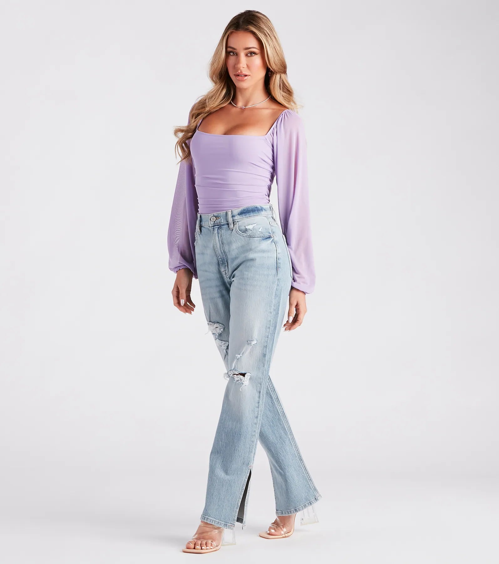 Elevated Basic Ruched Mesh Bodysuit