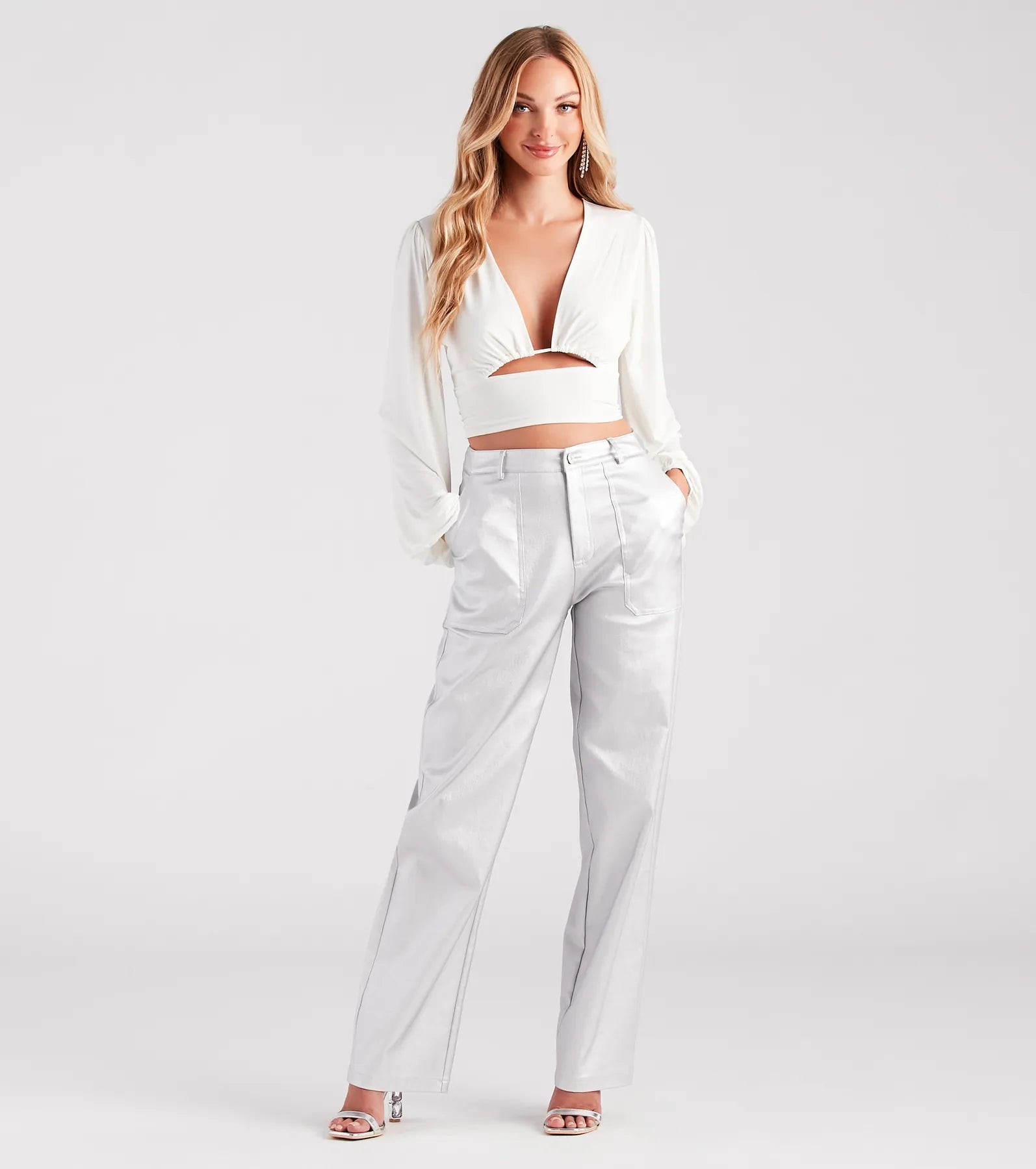Blown Away Plunge Tie-Back Crop Top