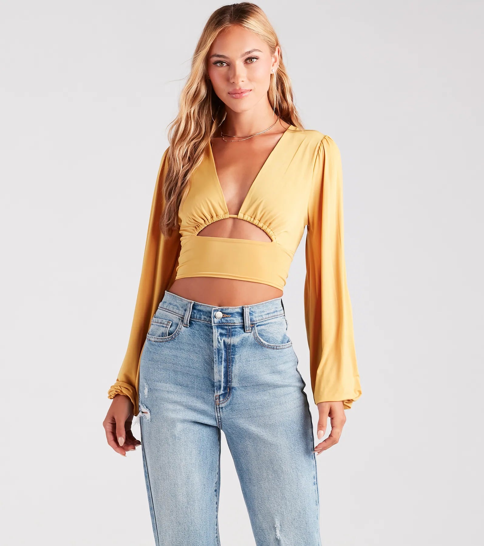 Blown Away Plunge Tie-Back Crop Top