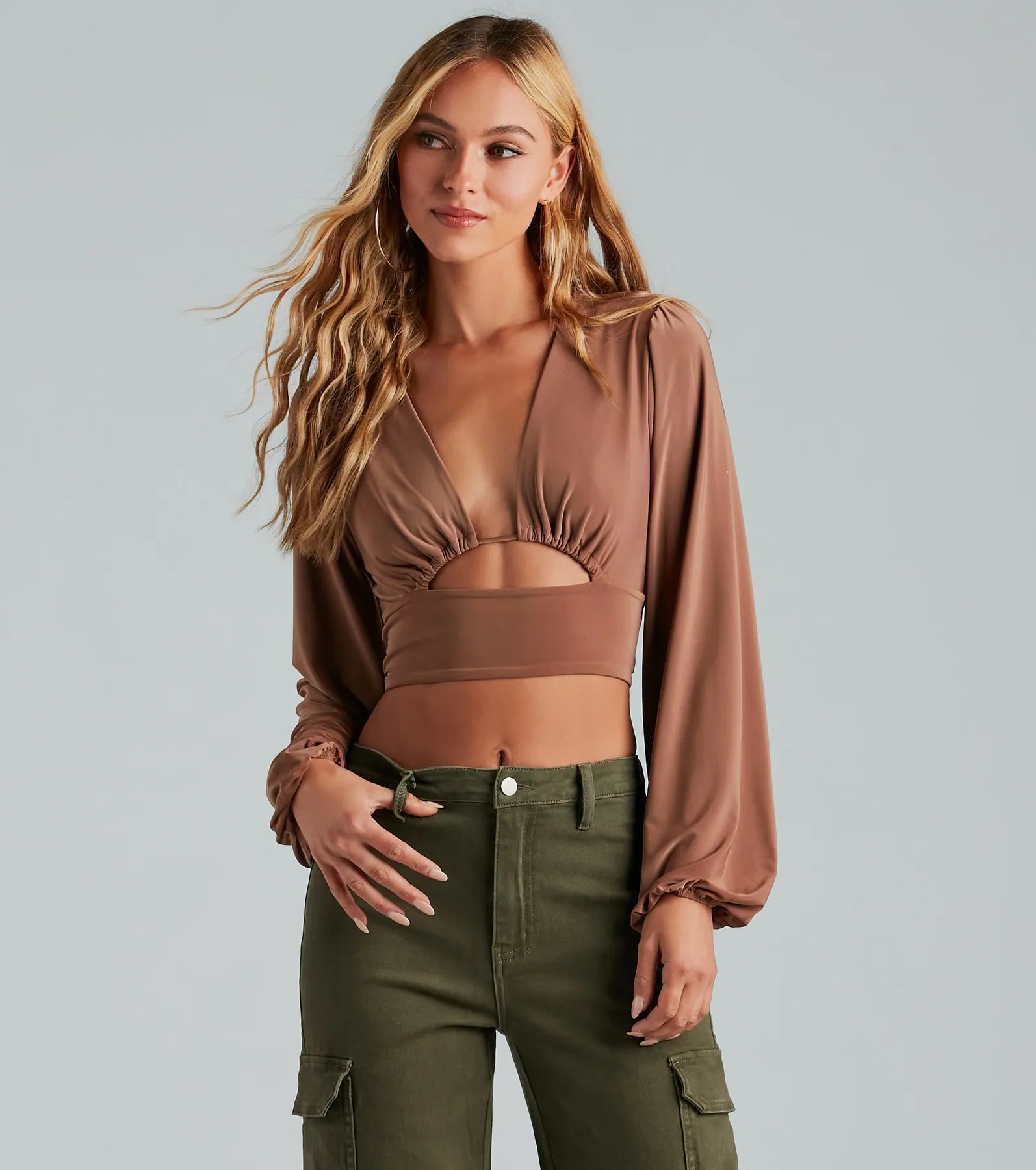 Blown Away Plunge Tie-Back Crop Top