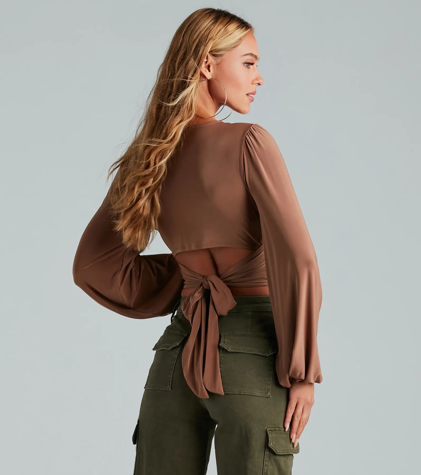 Blown Away Plunge Tie-Back Crop Top