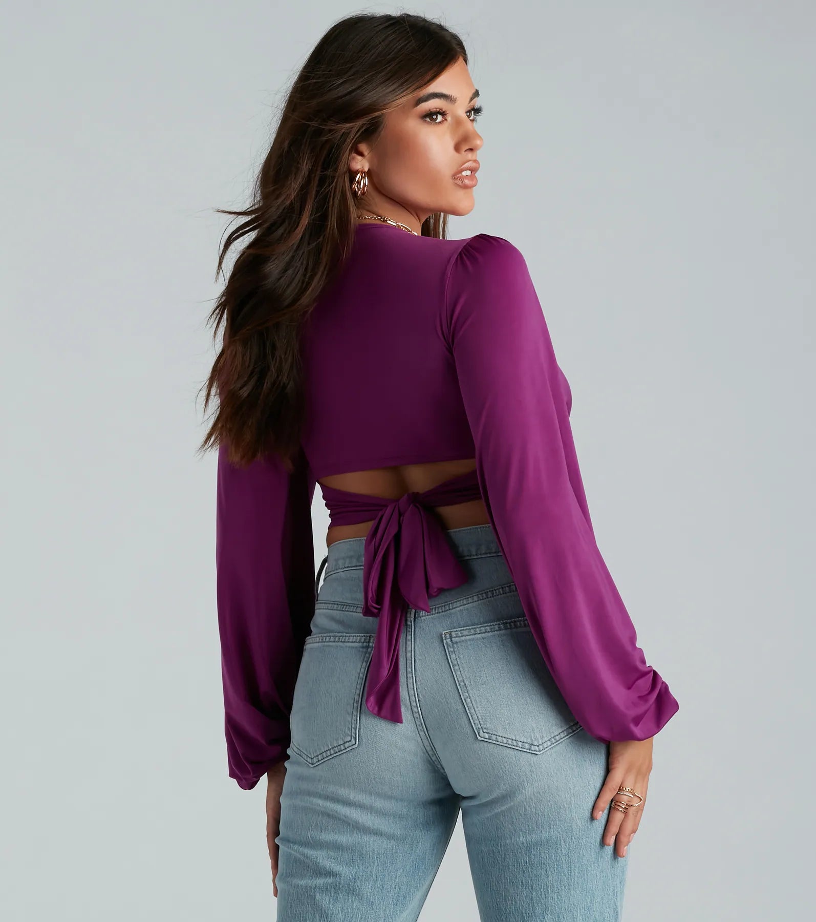 Blown Away Plunge Tie-Back Crop Top