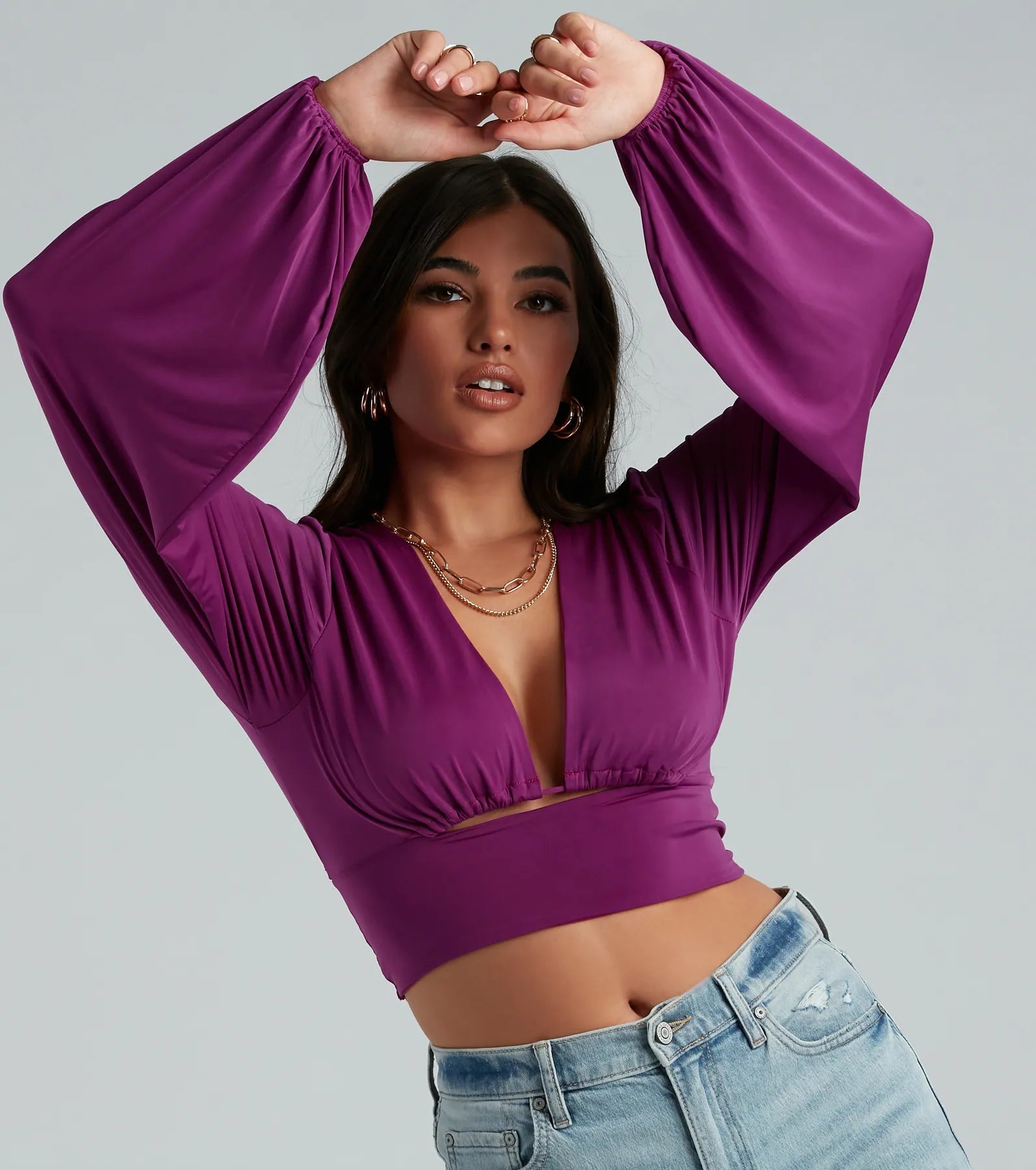 Blown Away Plunge Tie-Back Crop Top