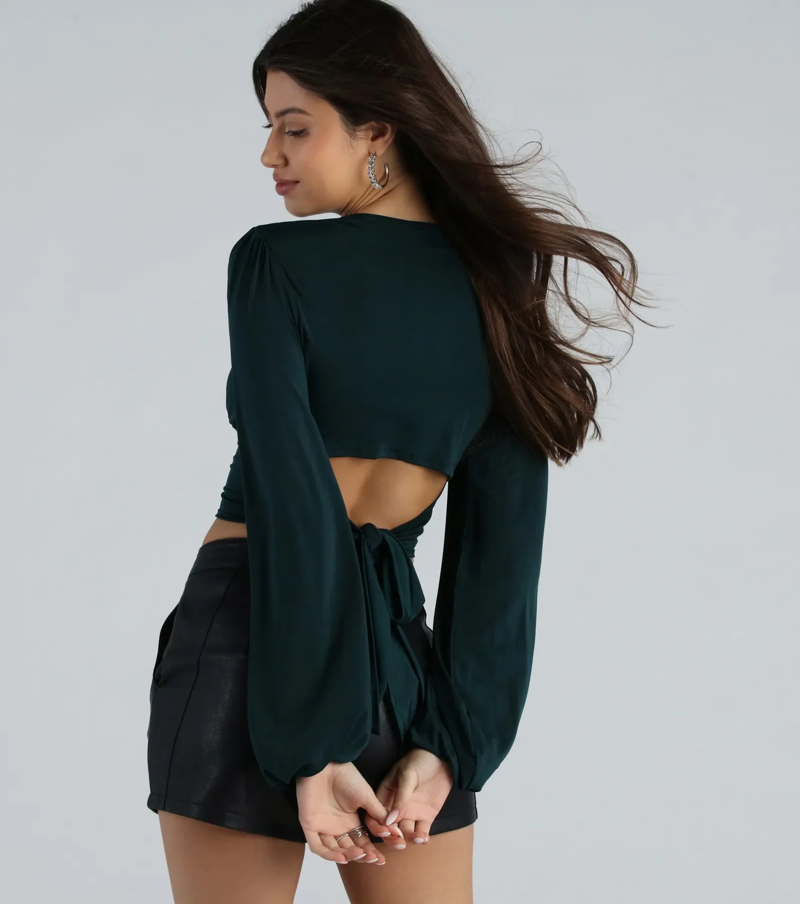 Blown Away Plunge Tie-Back Crop Top