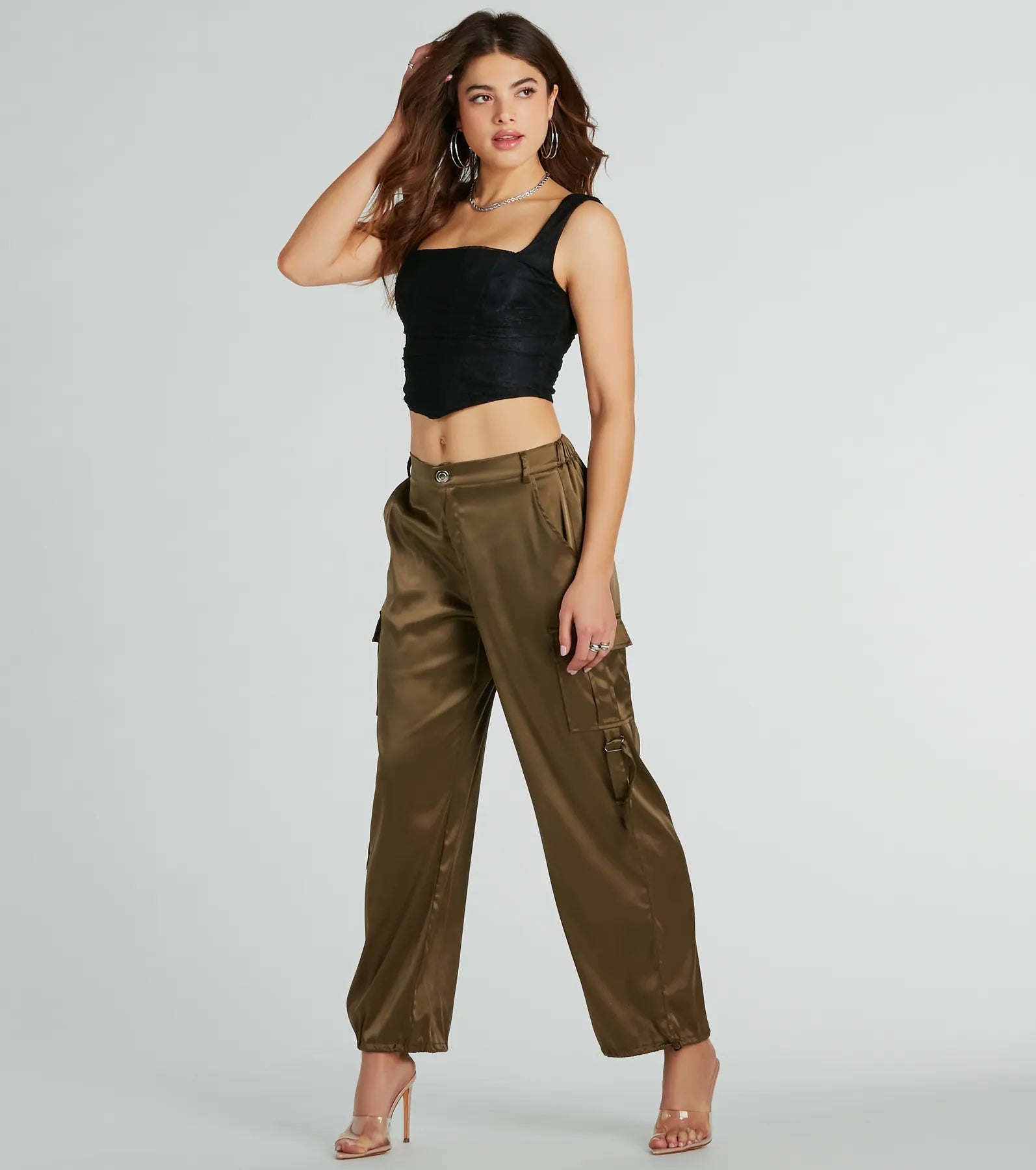 Flirty Vibes Ruched Lace Corset Top