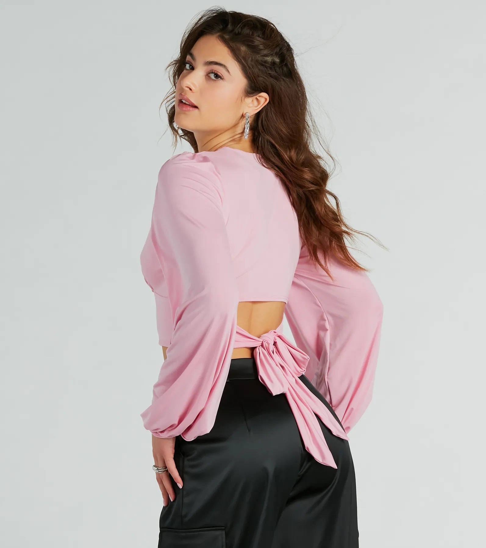Blown Away Plunge Tie-Back Crop Top