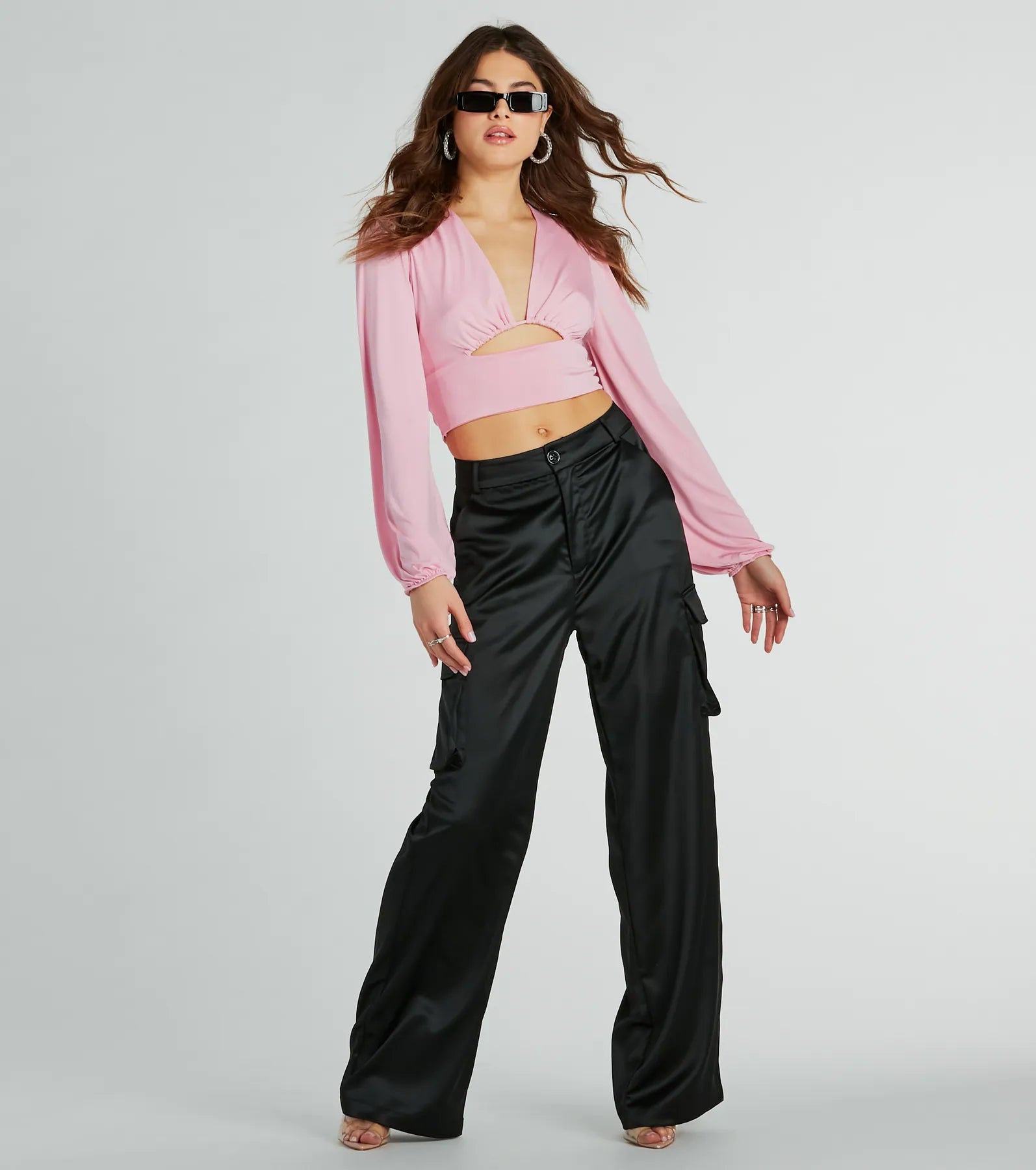 Blown Away Plunge Tie-Back Crop Top