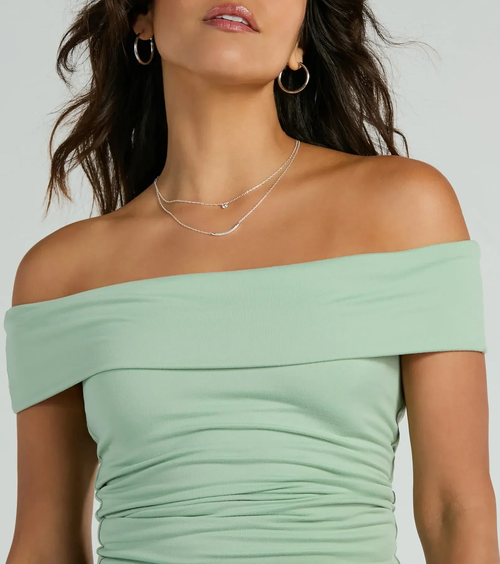 Spotted In Town Off-The-Shoulder Crop Top