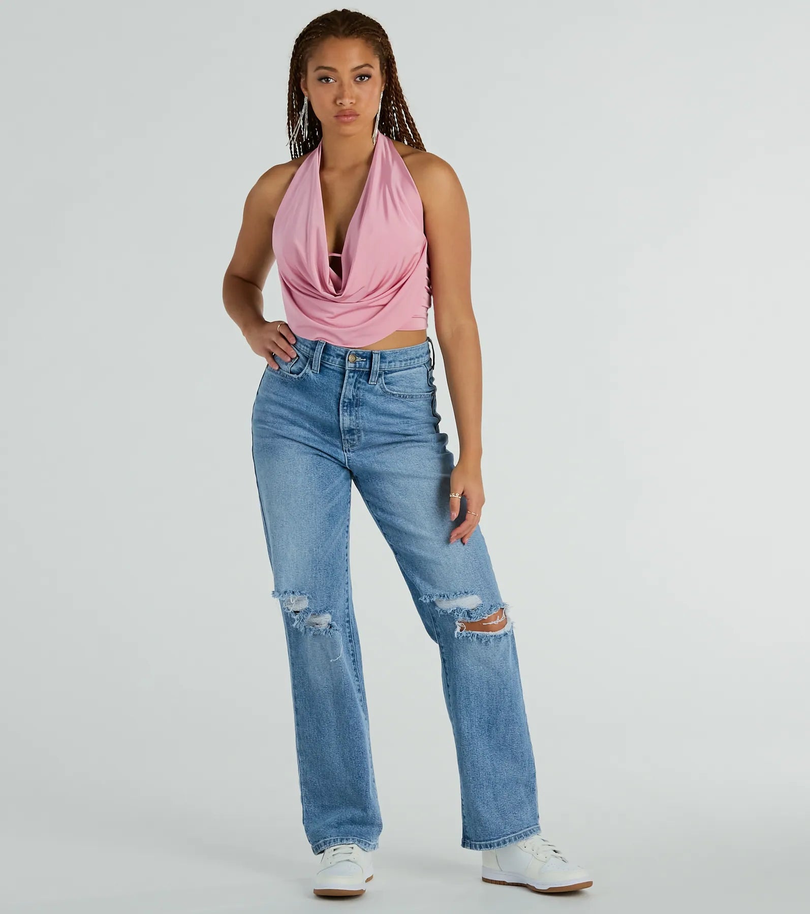 Take The Plunge Sleeveless Halter Crop Top