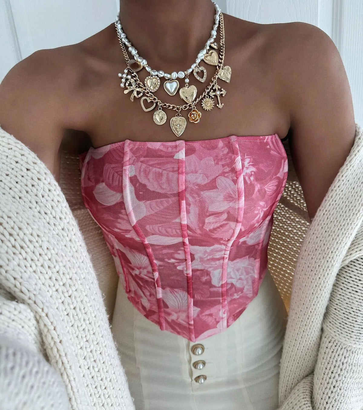 Floral Sensation Strapless Crop Bustier