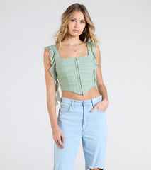 Such A Cutie Ruffled Strap Corset Top