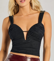 Such A Vibe Rhinestone Mesh Crop Top