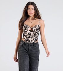 Sultry Desire Flocked Velvet Bustier