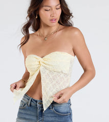 Lasting Romance Strapless Lace Crop Top