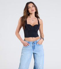 Romantic At Heart Lace Trim Crop Top