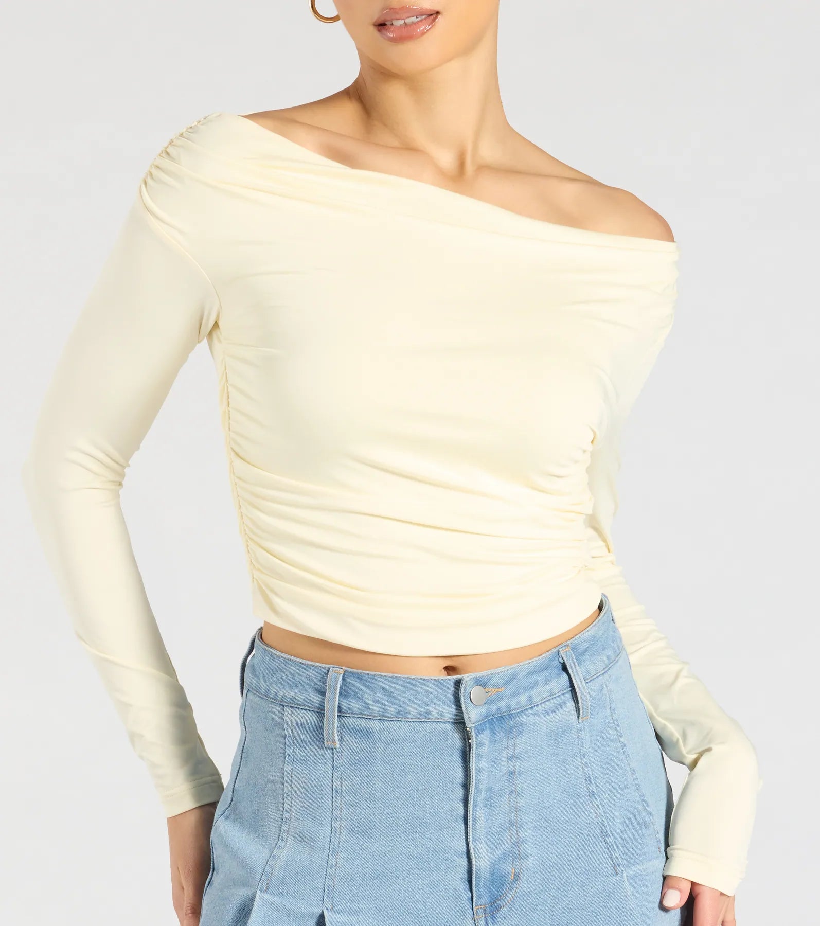 All The Love One-Shoulder Tie Back Crop Top