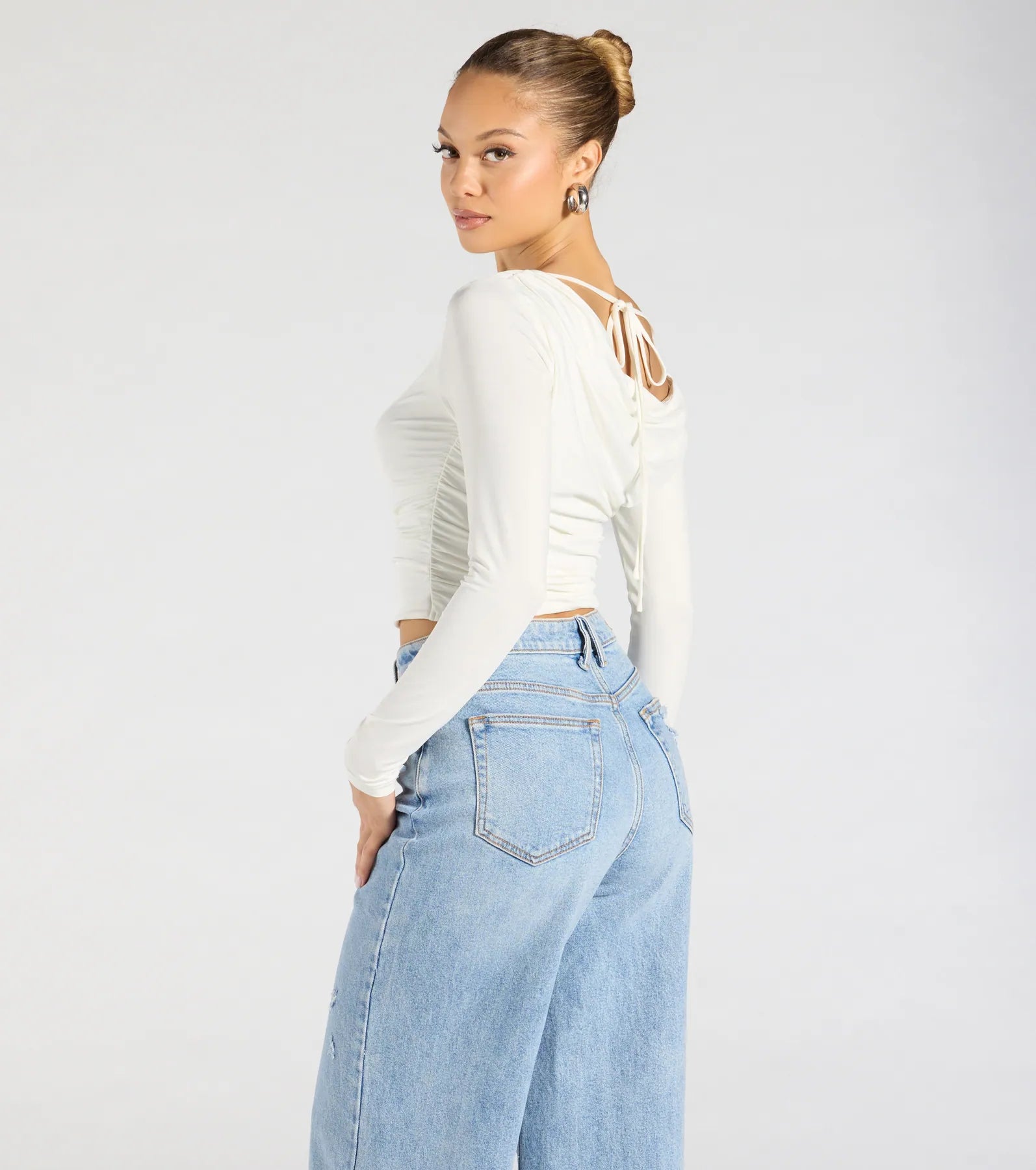 All The Love One-Shoulder Tie Back Crop Top